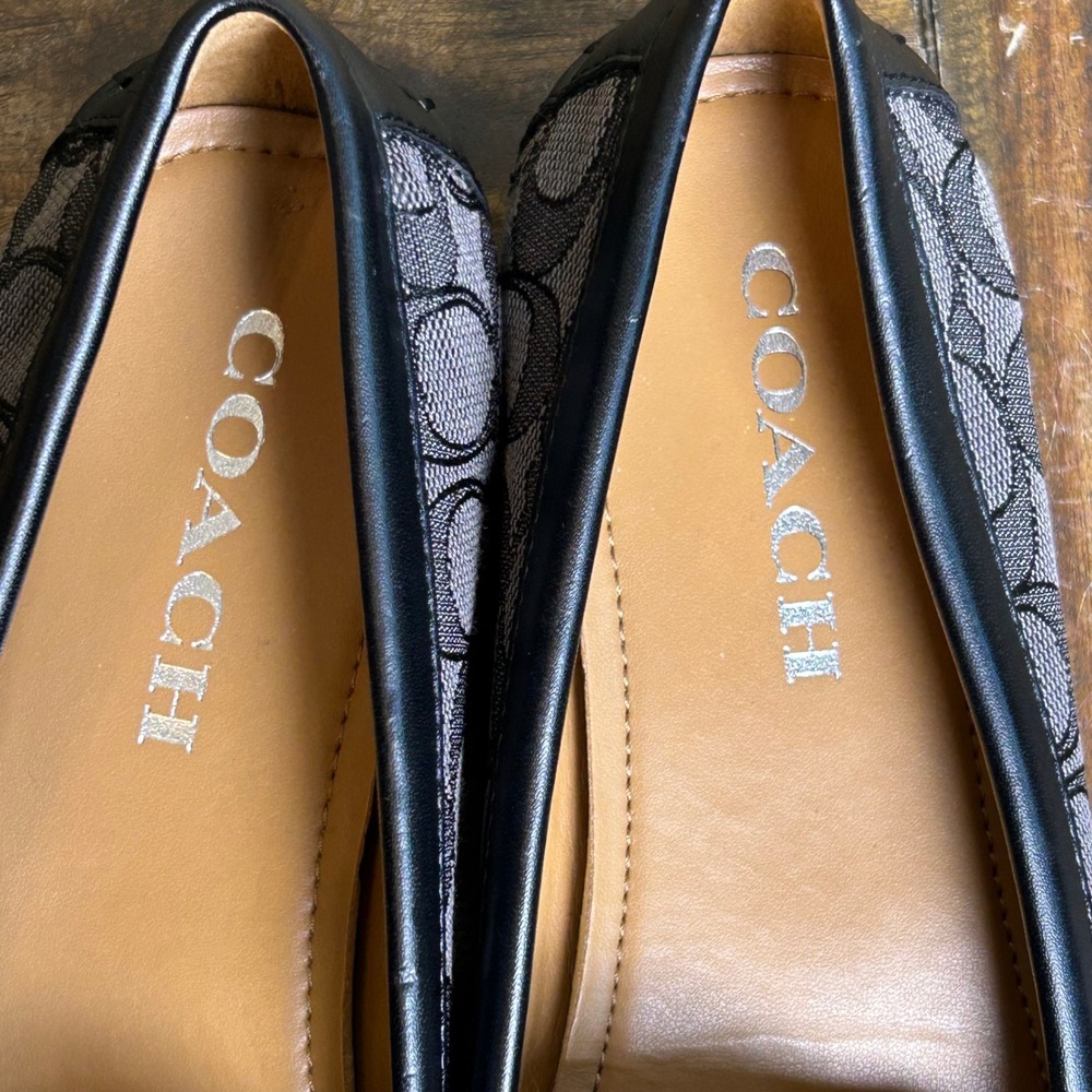 Coach Olive Signature Loafers Women 6.5B Black Canvas Driving Flats - Picture 11 of 13